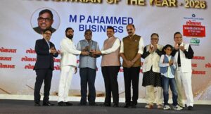 Malabar Group Chairman M.P. Ahammad receives Business Bhushan at Lokmat Awards